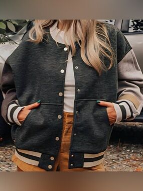 Easel Wool Blend Varsity Bomber Jacket NWT Sz M
